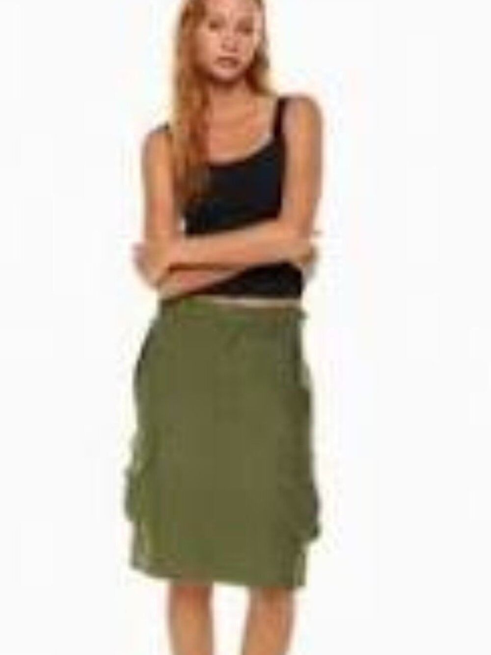 TNA midi cargo olive green  skirt size 6